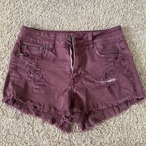 AMERICAN EAGLE OUTFITTERS, Burgundy Denim Shorts, Size 2